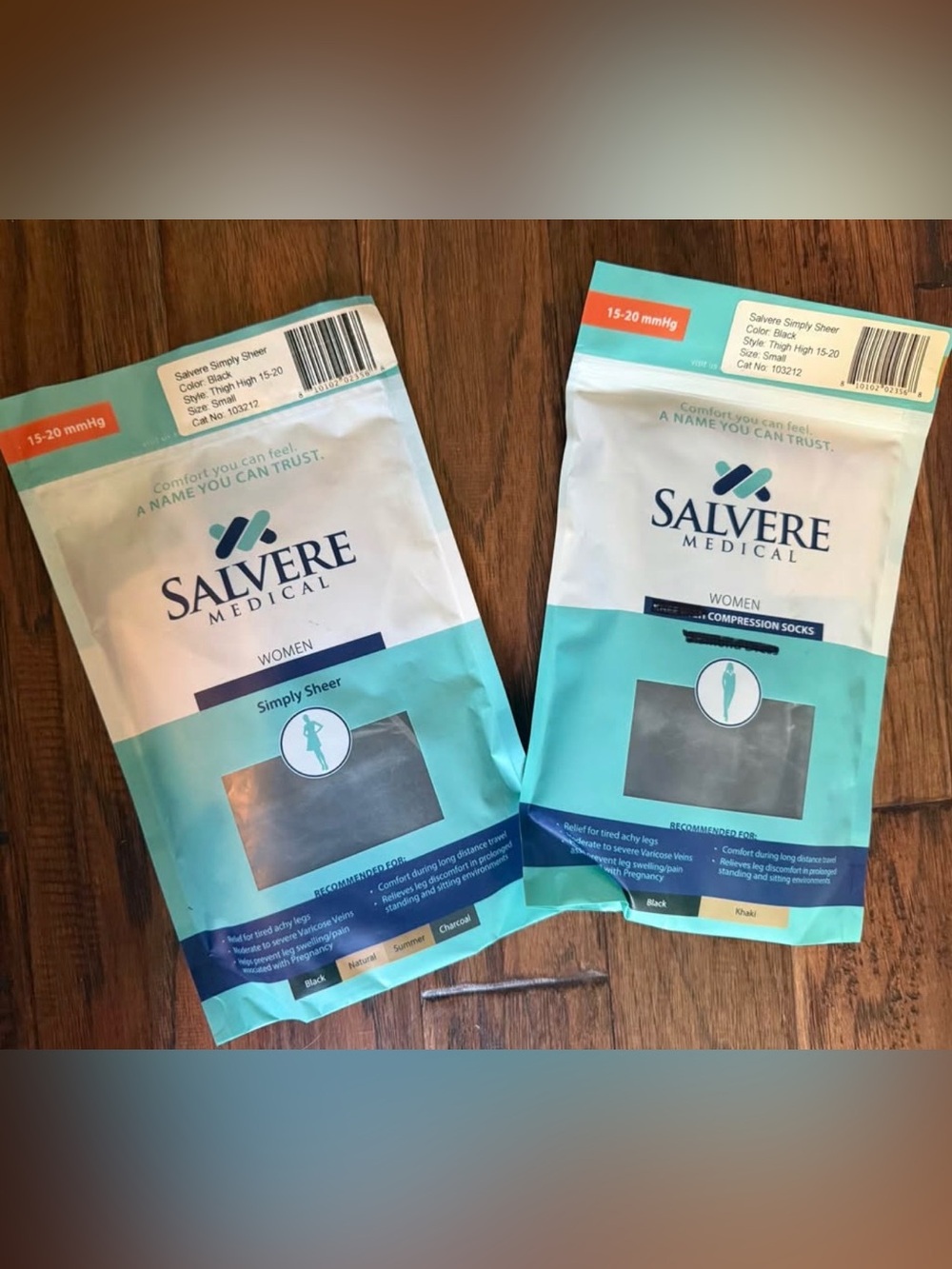 New!  2 pair Salvere med grade compression thigh highs  black size small